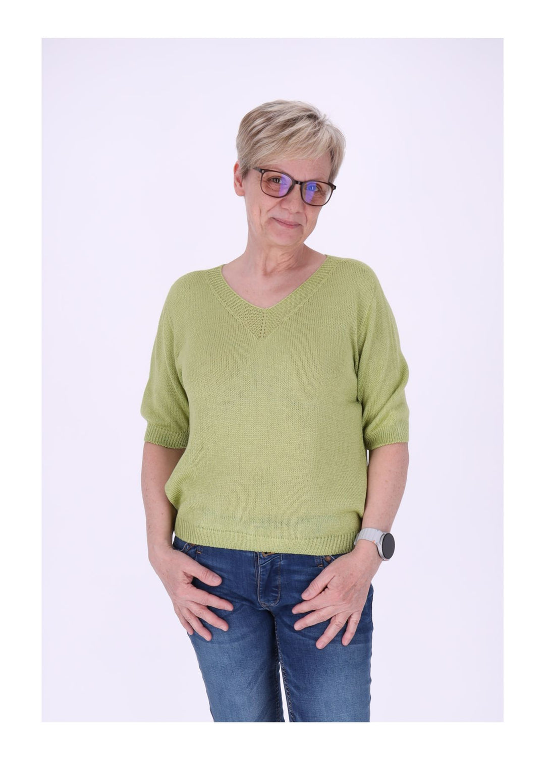 T-Shirt Damen V-Ausschnitt Feinstrick