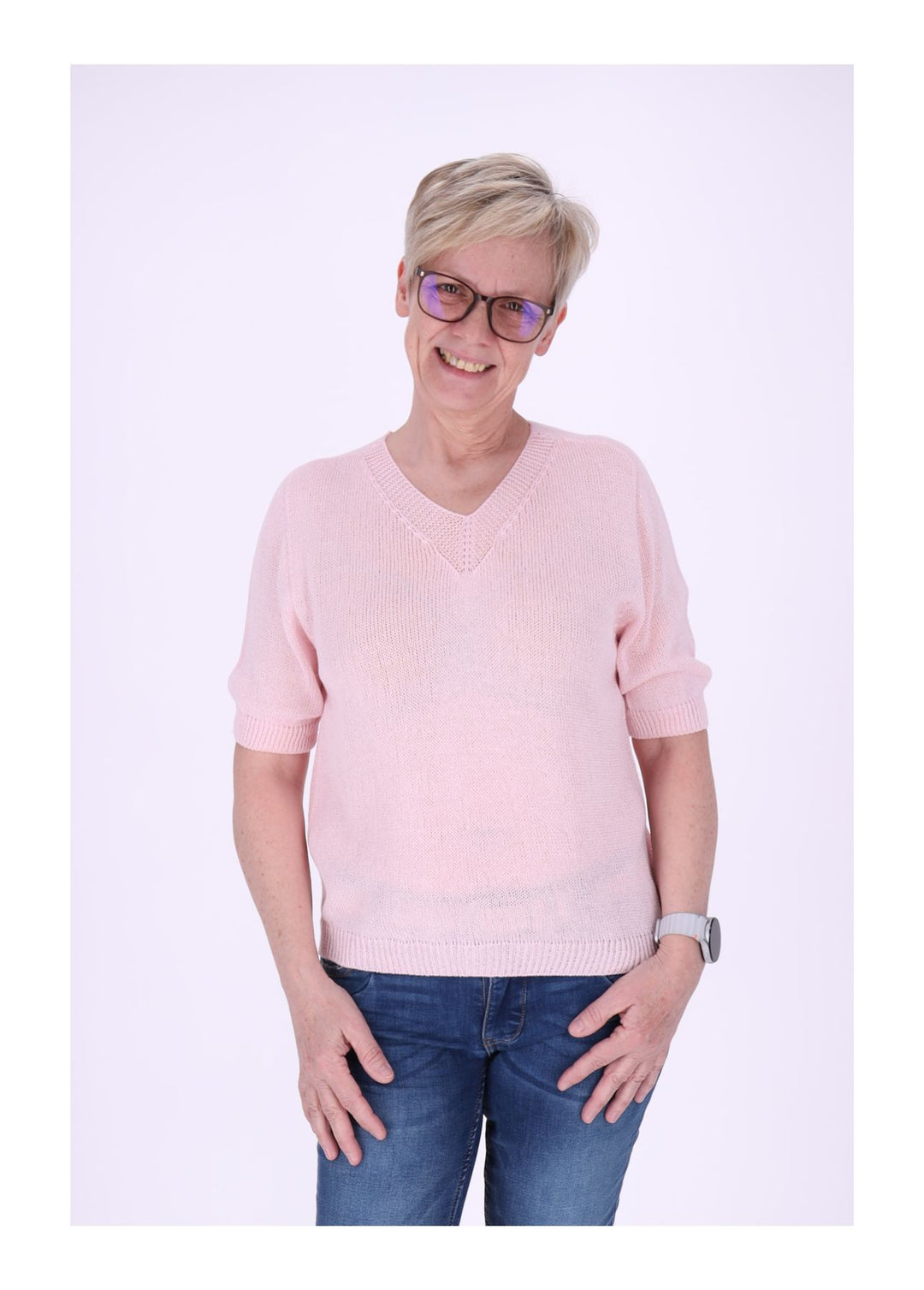 T-Shirt Damen V-Ausschnitt Feinstrick