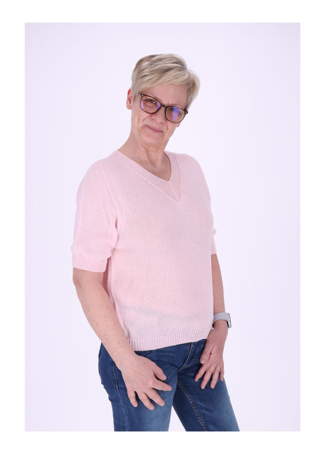 T-Shirt Damen V-Ausschnitt Feinstrick