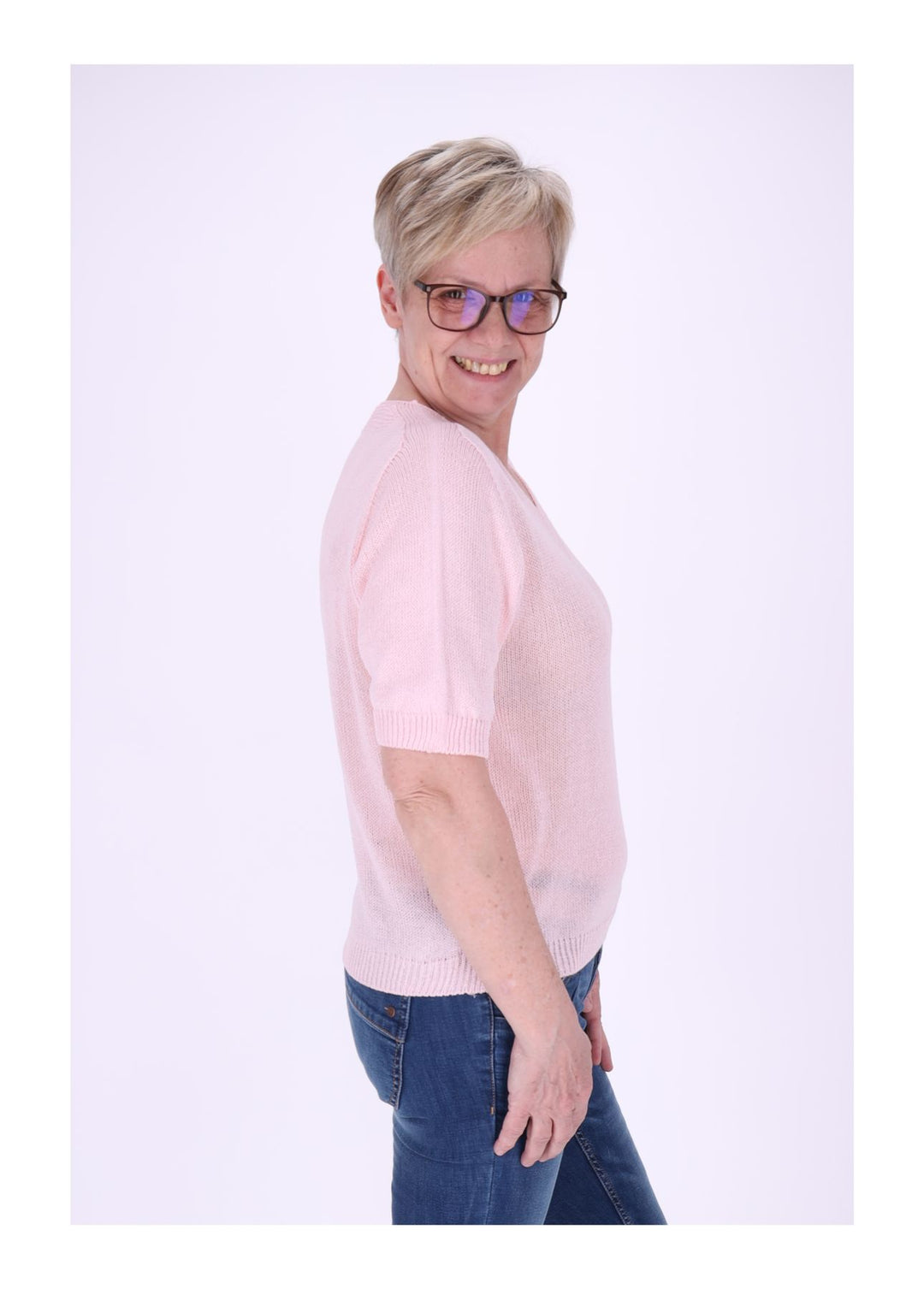 T-Shirt Damen V-Ausschnitt Feinstrick