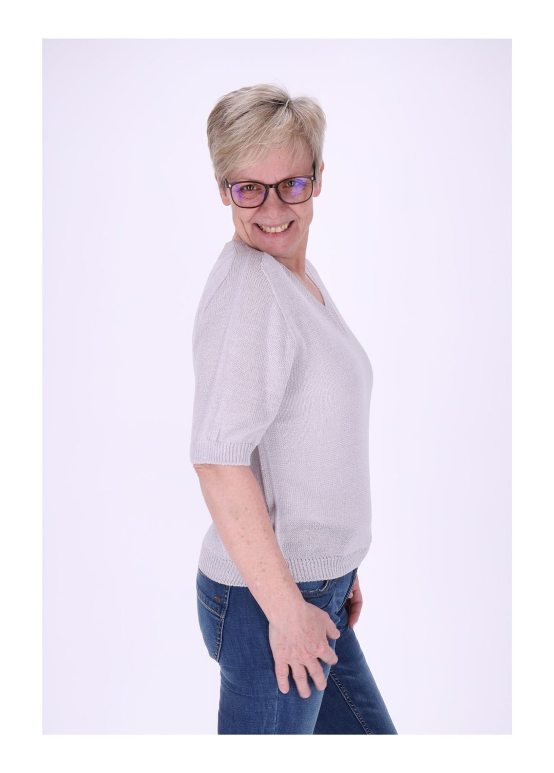 T-Shirt Damen V-Ausschnitt Feinstrick