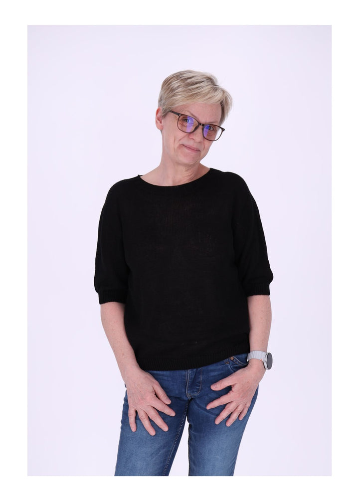 T-Shirt Damen Rundhals Feinstrick