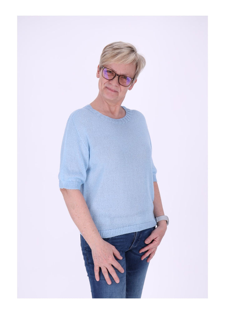 T-Shirt Damen Rundhals Feinstrick
