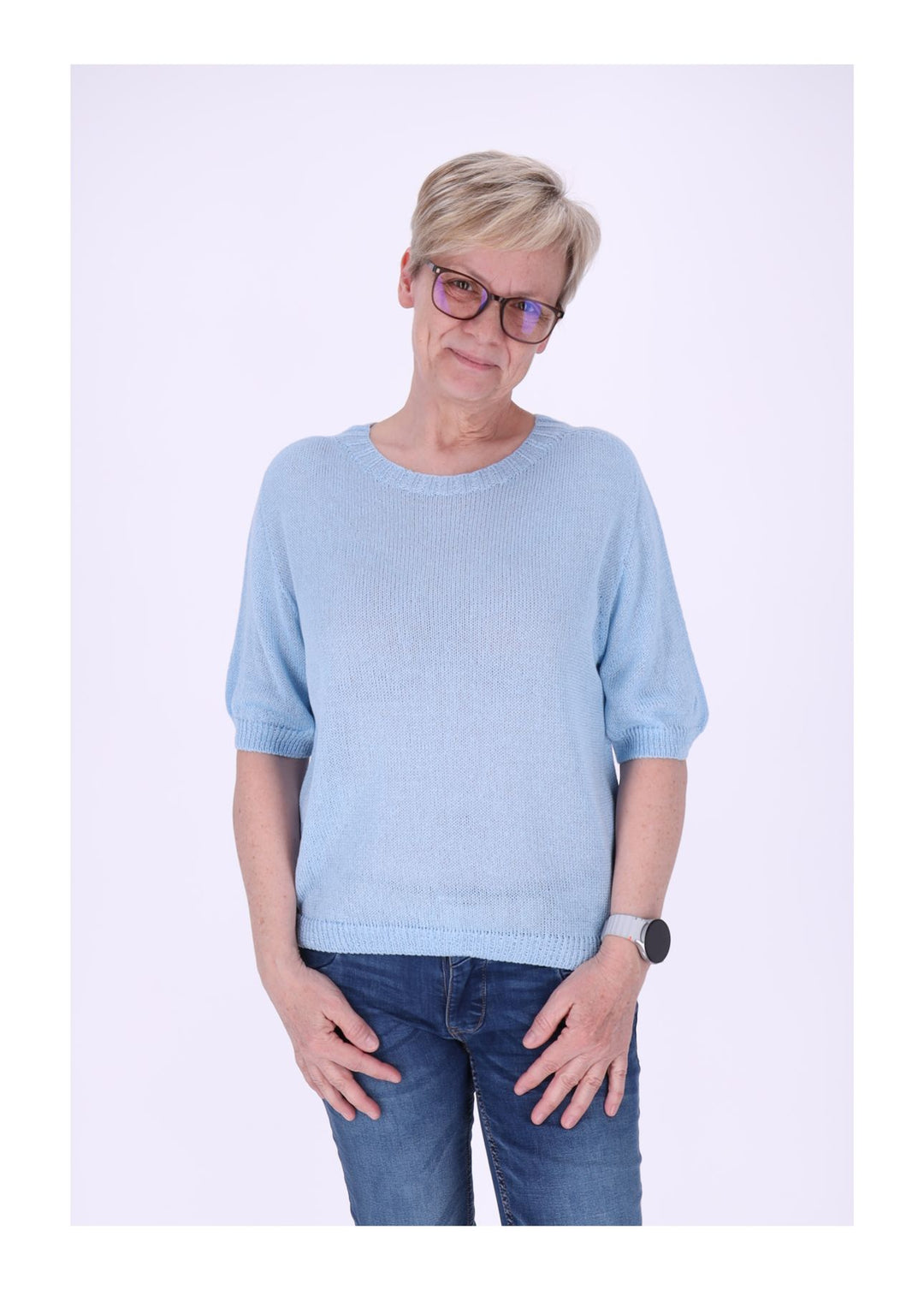 T-Shirt Damen Rundhals Feinstrick