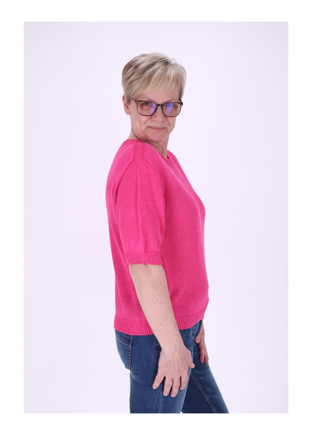 T-Shirt Damen Rundhals Feinstrick