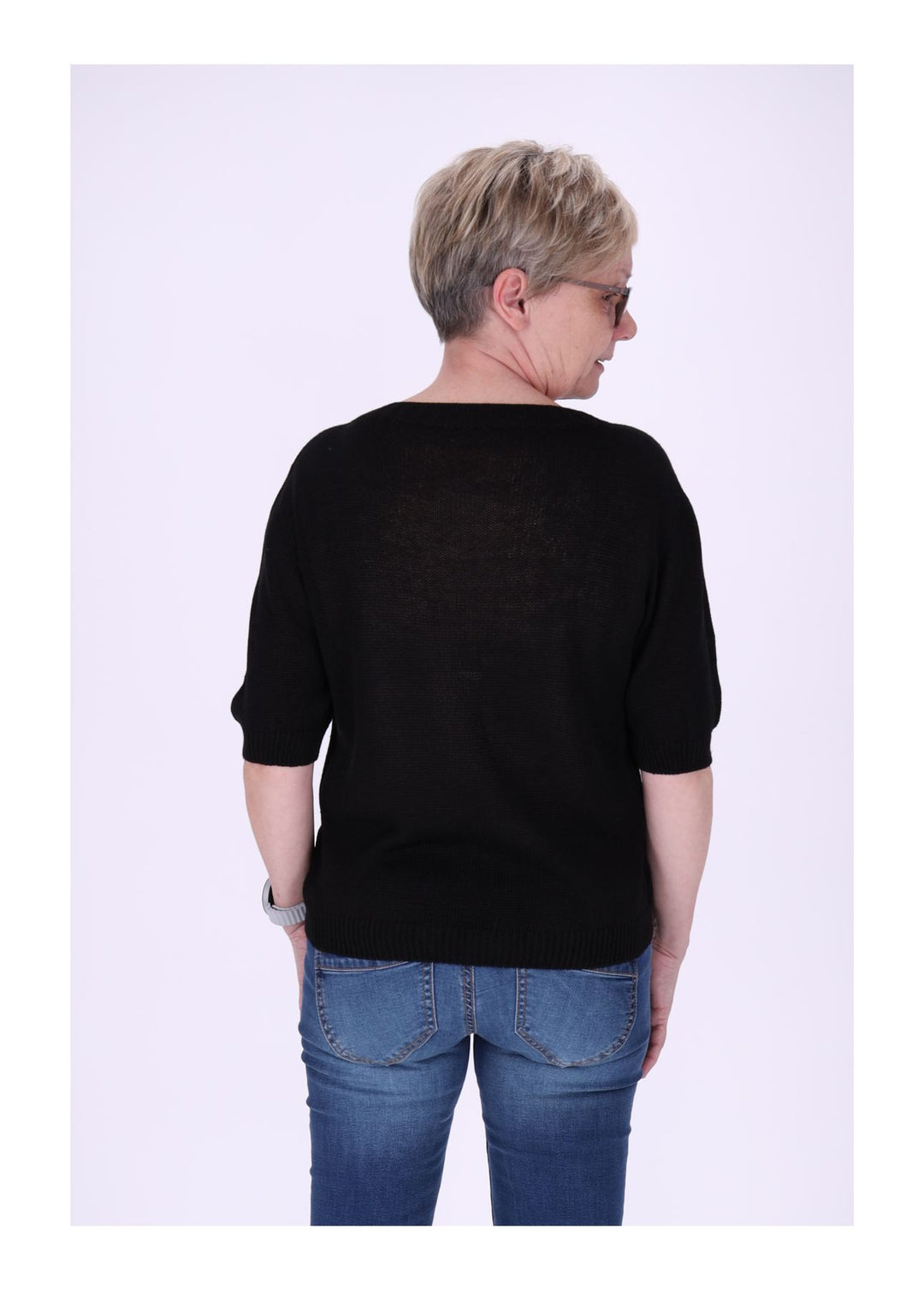 T-Shirt Damen Rundhals Feinstrick