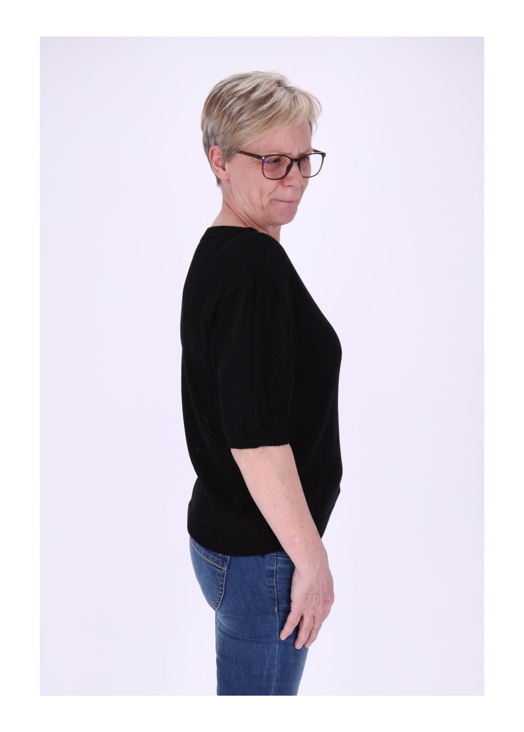 T-Shirt Damen Rundhals Feinstrick