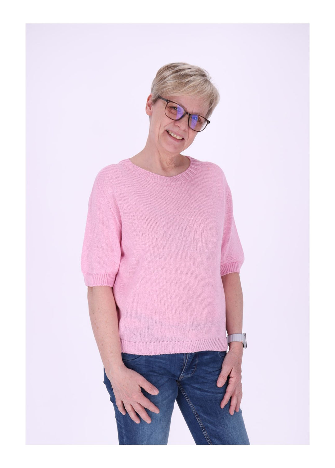 T-Shirt Damen Rundhals Feinstrick