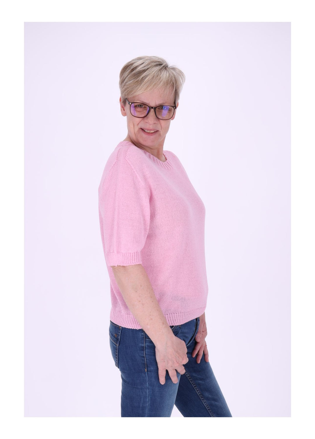 T-Shirt Damen Rundhals Feinstrick