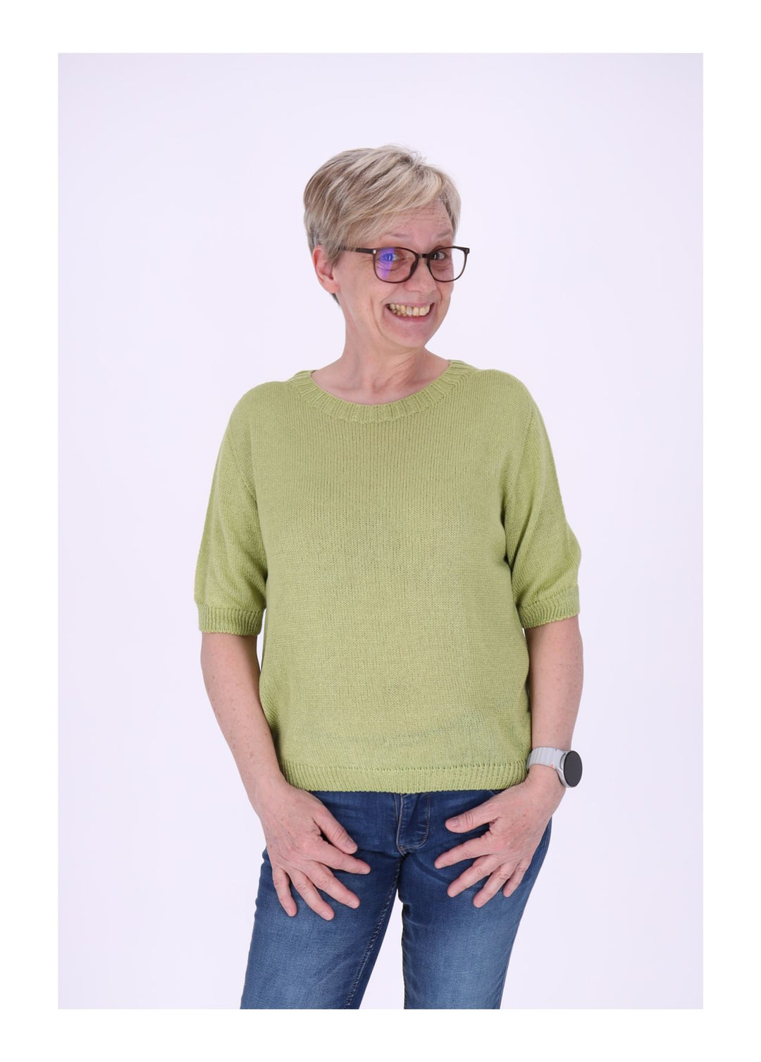 T-Shirt Damen Rundhals Feinstrick