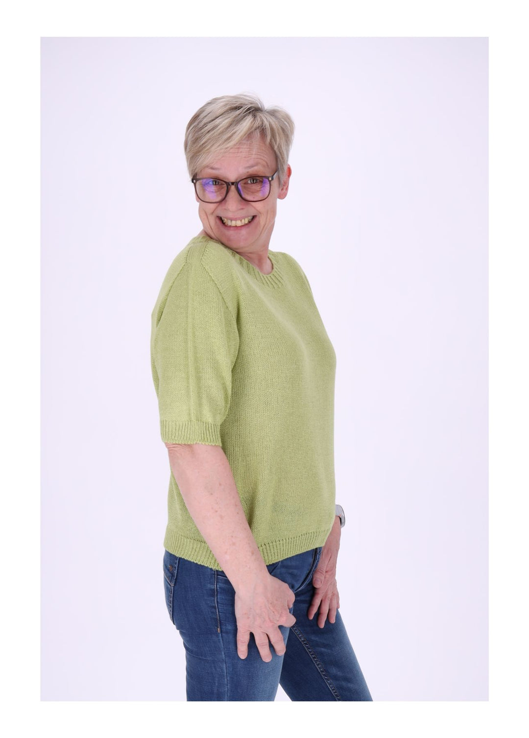 T-Shirt Damen Rundhals Feinstrick