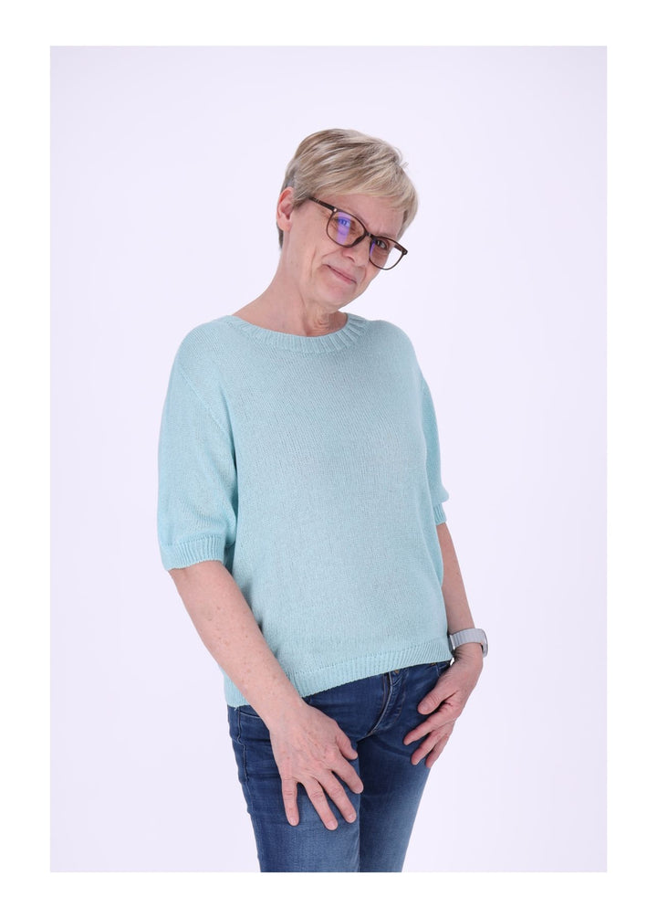 T-Shirt Damen Rundhals Feinstrick