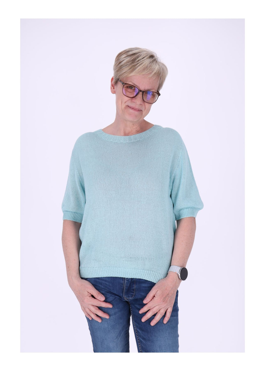 T-Shirt Damen Rundhals Feinstrick