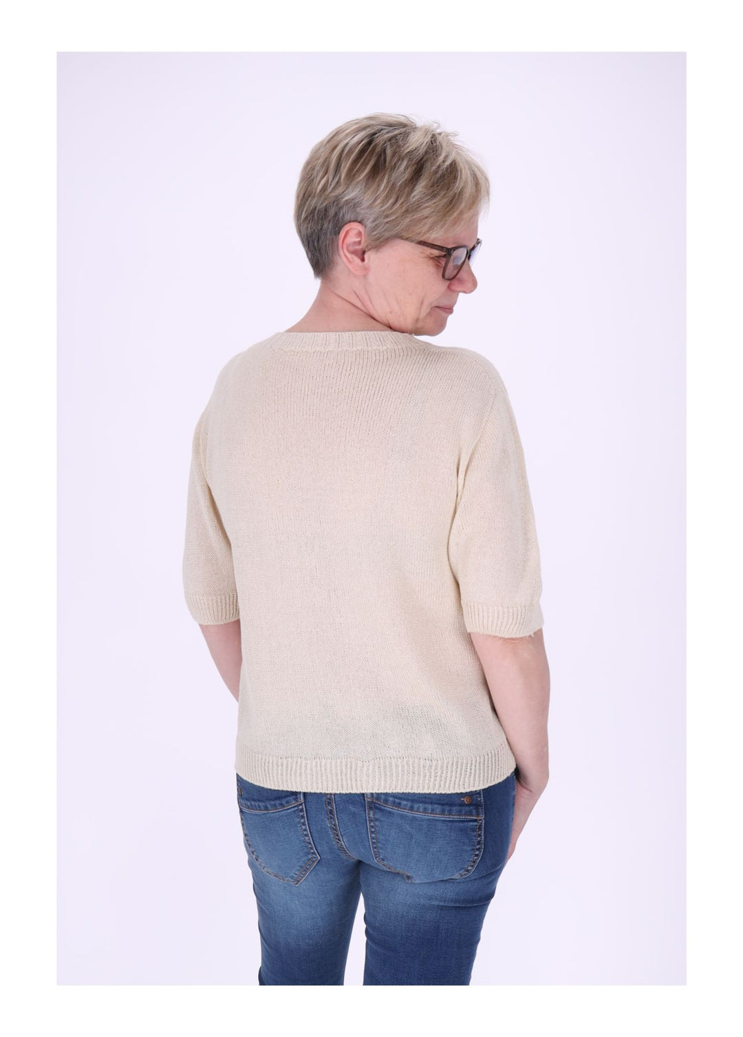 T-Shirt Damen Rundhals Feinstrick
