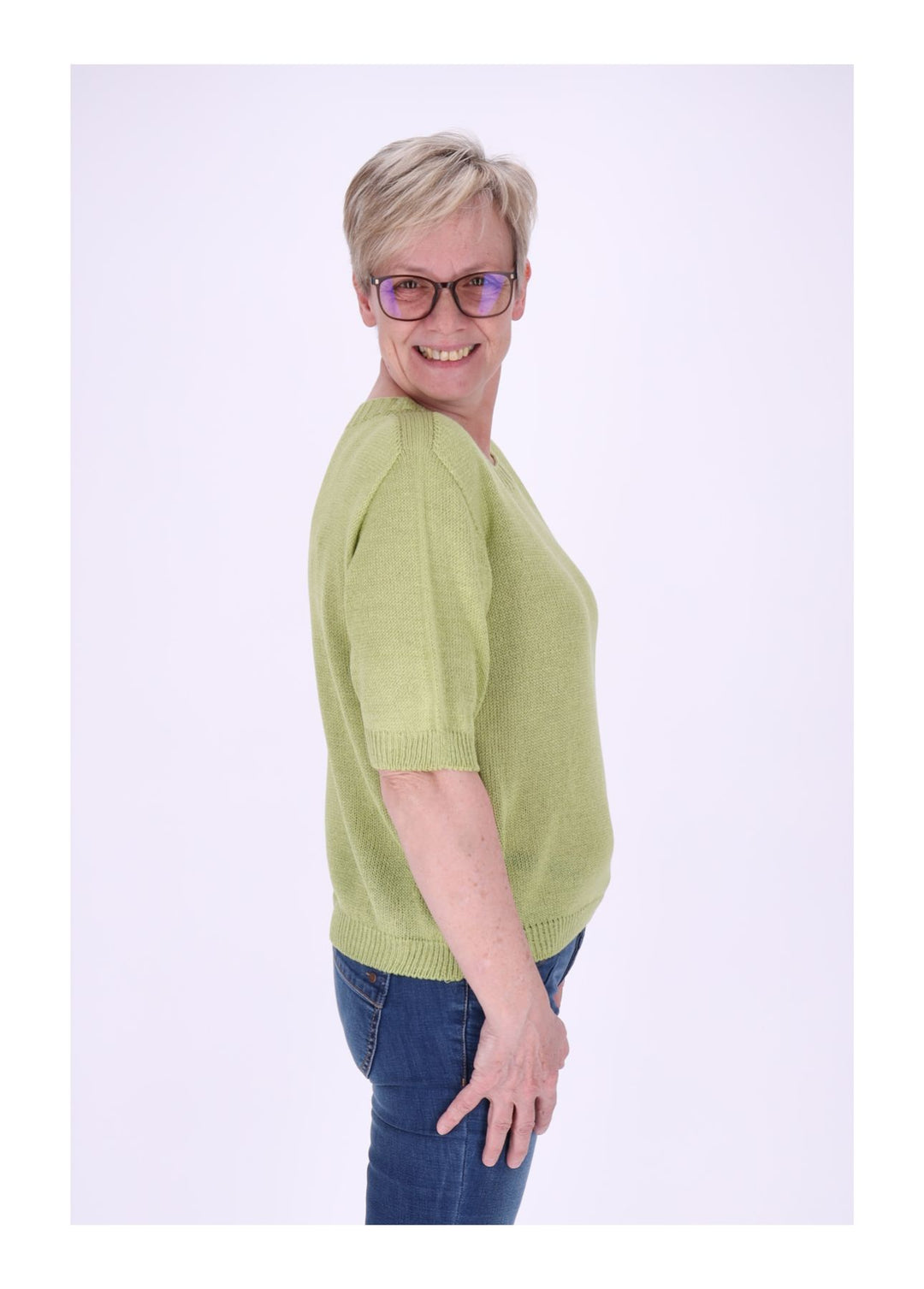 T-Shirt Damen Rundhals Feinstrick