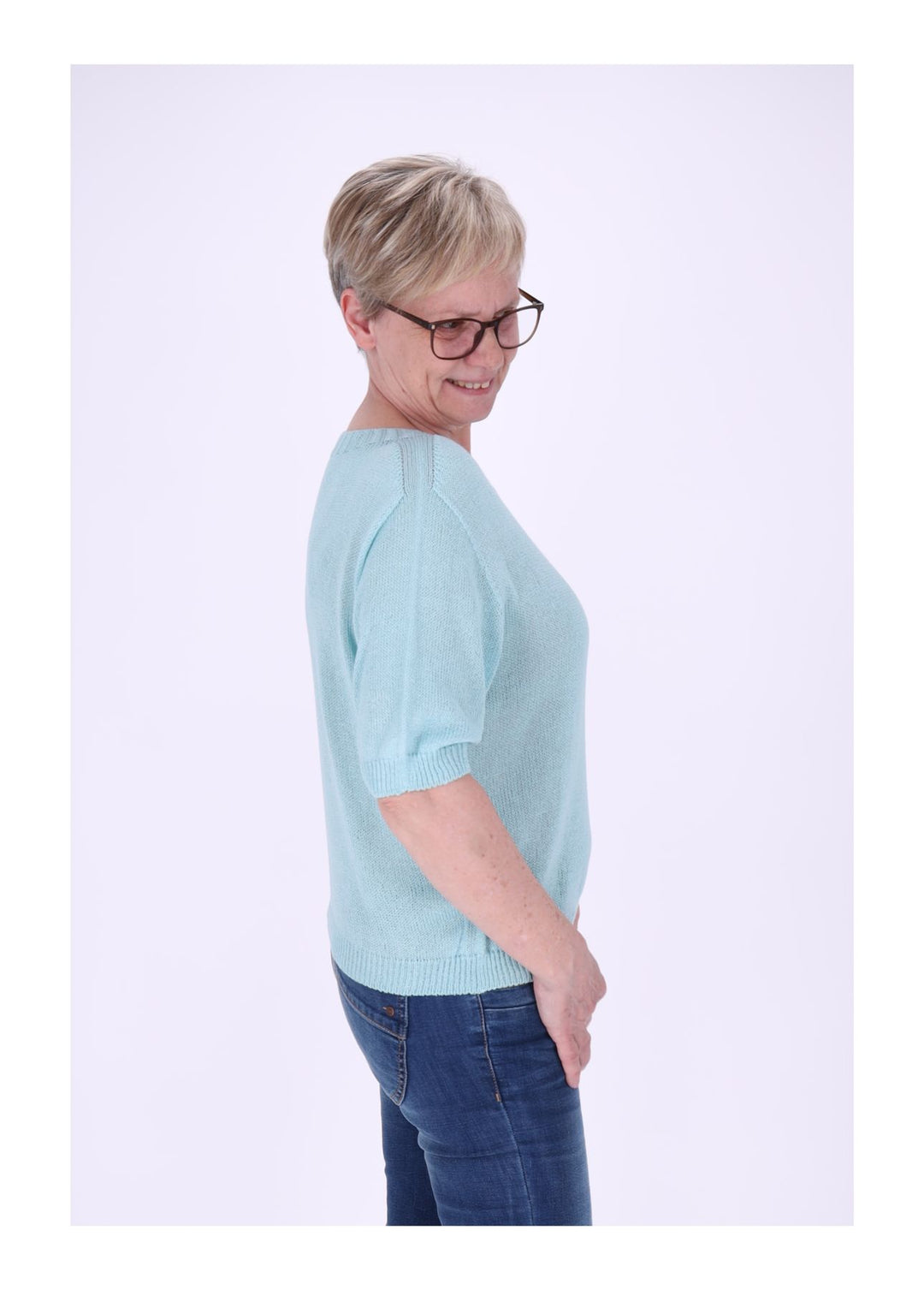 T-Shirt Damen Rundhals Feinstrick