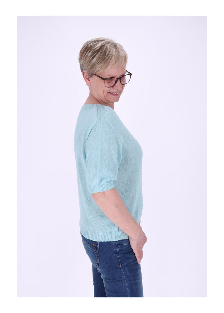 T-Shirt Damen Rundhals Feinstrick