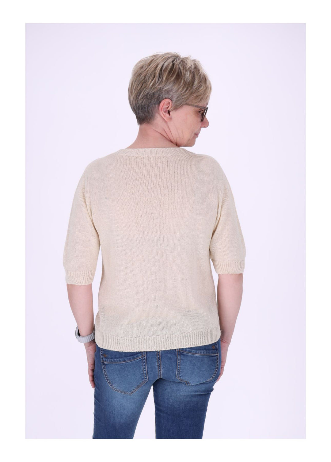 T-Shirt Damen Rundhals Feinstrick
