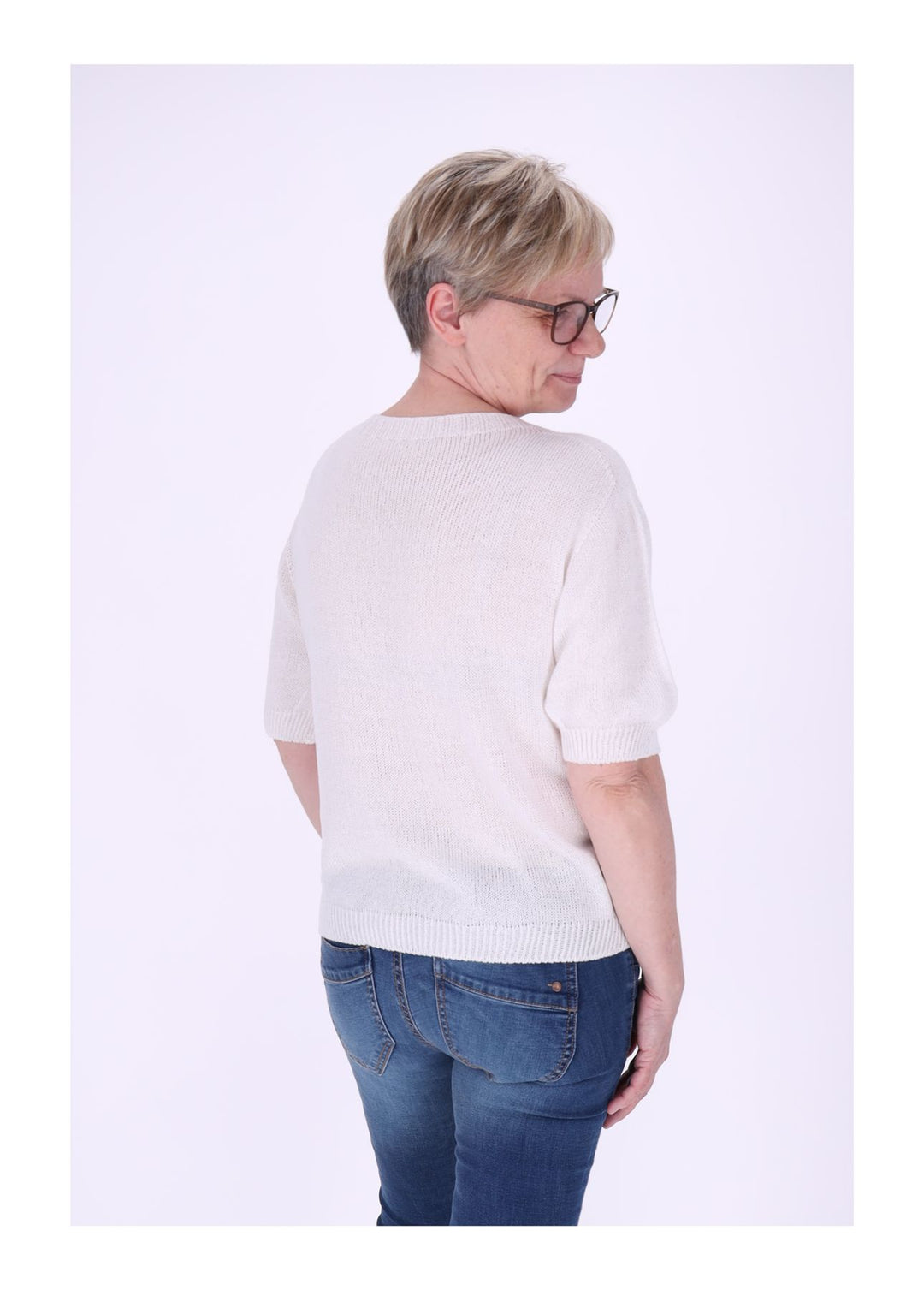 T-Shirt Damen Rundhals Feinstrick