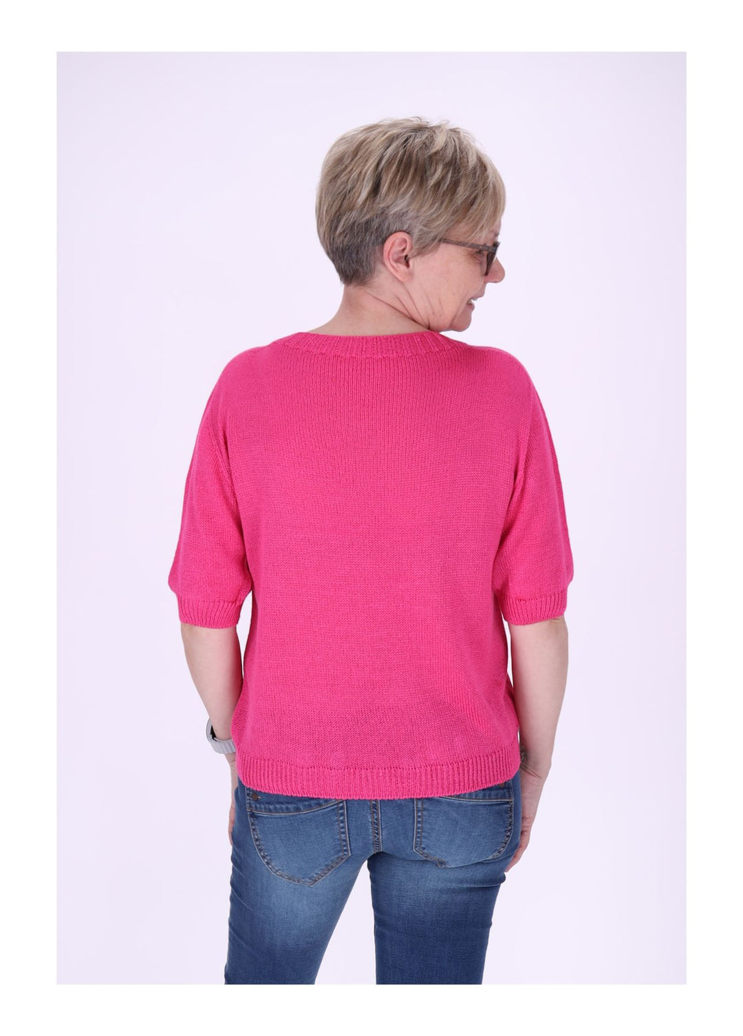 T-Shirt Damen Rundhals Feinstrick