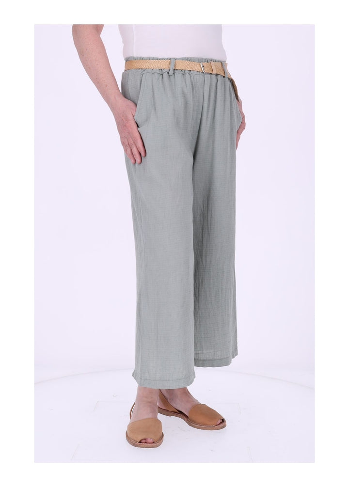 1/8 Hose Damen weites Bein Gürtel