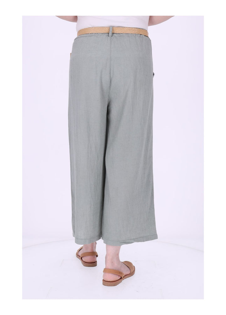 1/8 Hose Damen weites Bein Gürtel