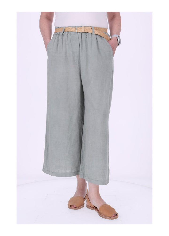 1/8 Hose Damen weites Bein Gürtel