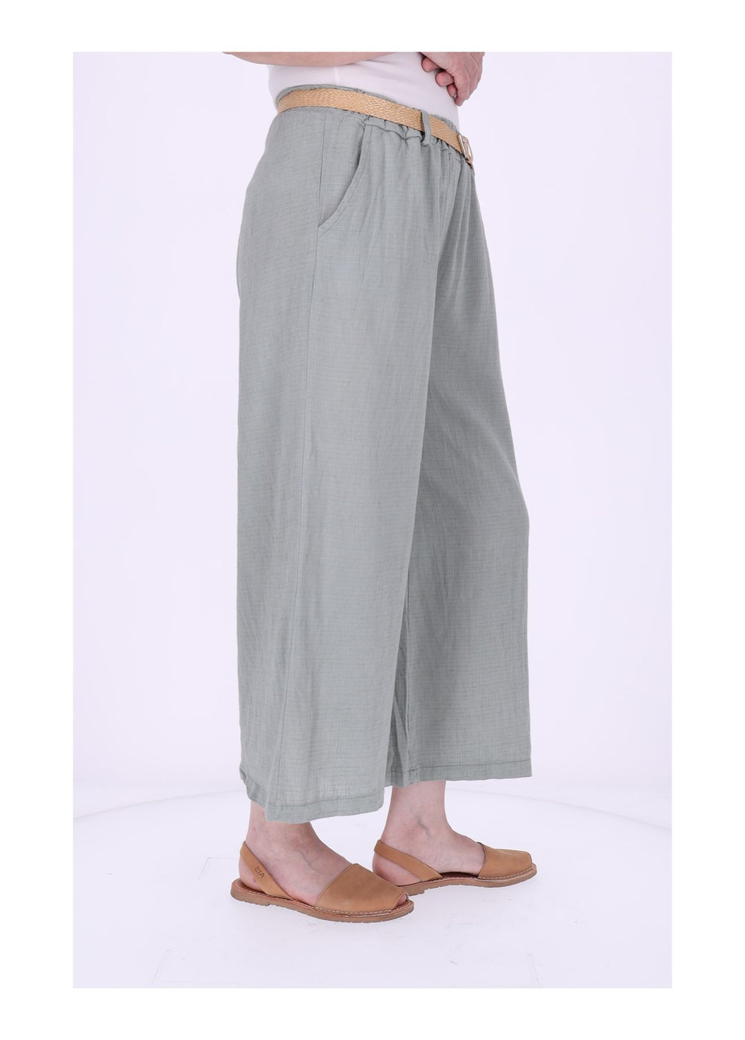 1/8 Hose Damen weites Bein Gürtel