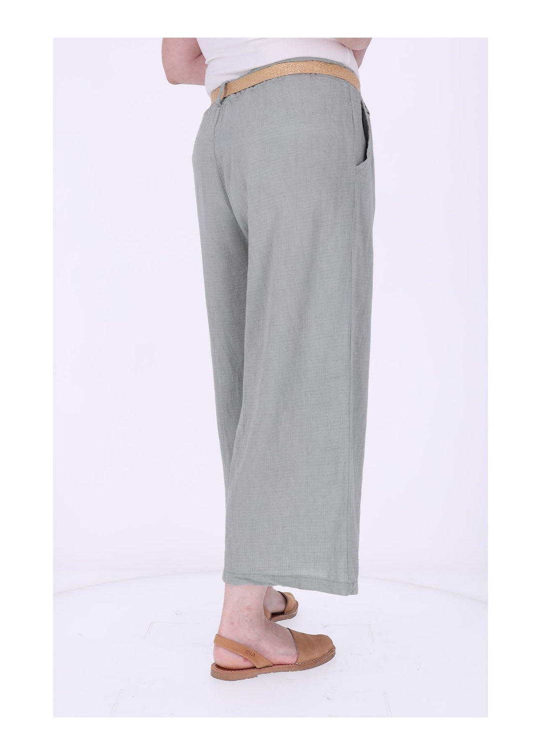 1/8 Hose Damen weites Bein Gürtel
