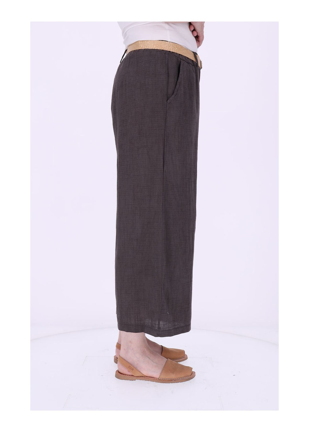 1/8 Hose Damen weites Bein Gürtel