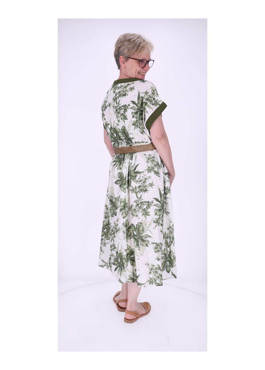Kleid Damen Arm angeschnitten Gürtel