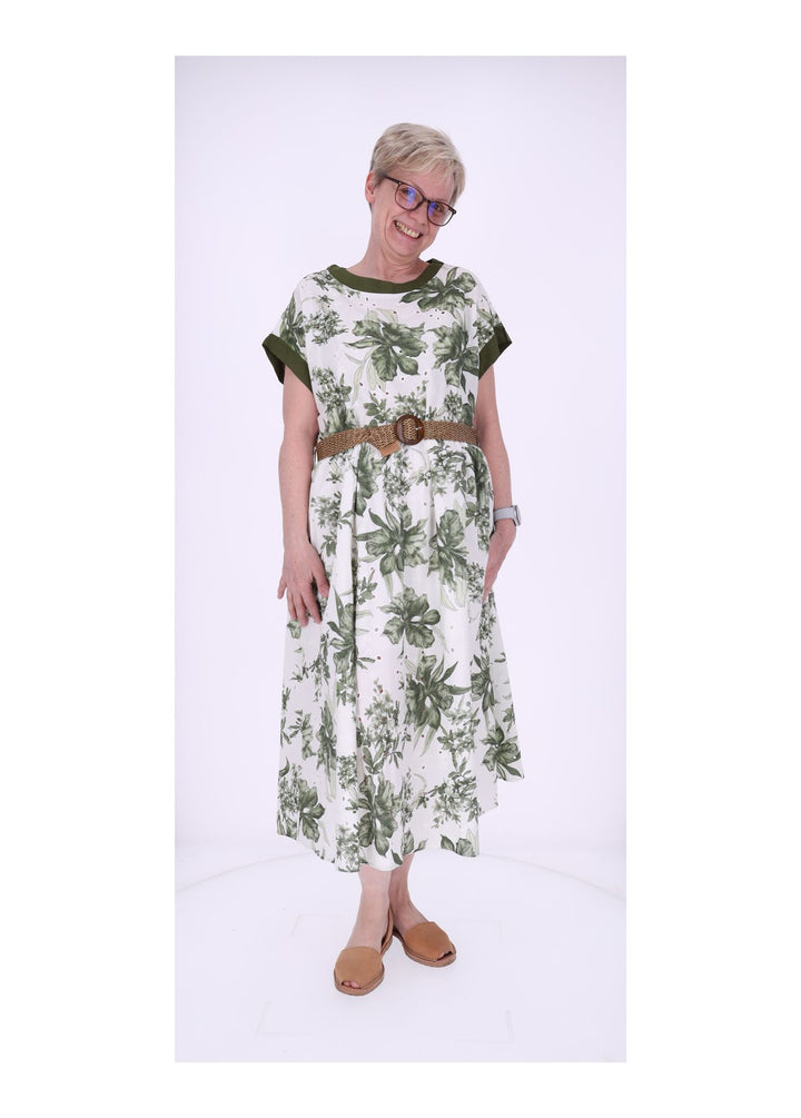 Kleid Damen Arm angeschnitten Gürtel