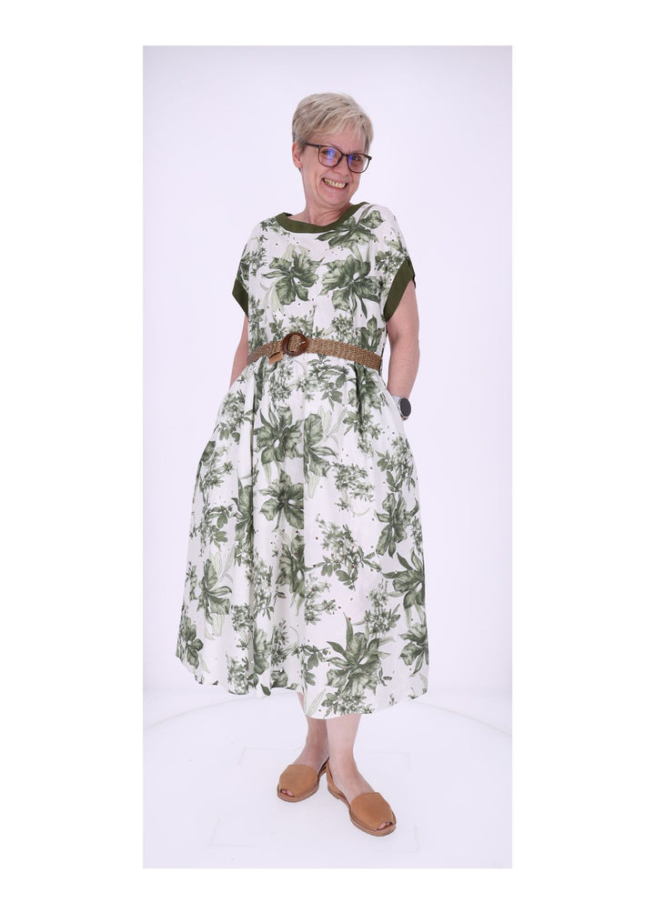 Kleid Damen Arm angeschnitten Gürtel