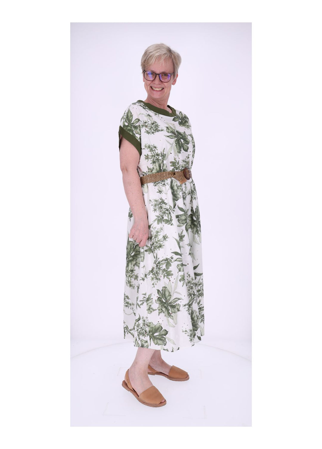 Kleid Damen Arm angeschnitten Gürtel