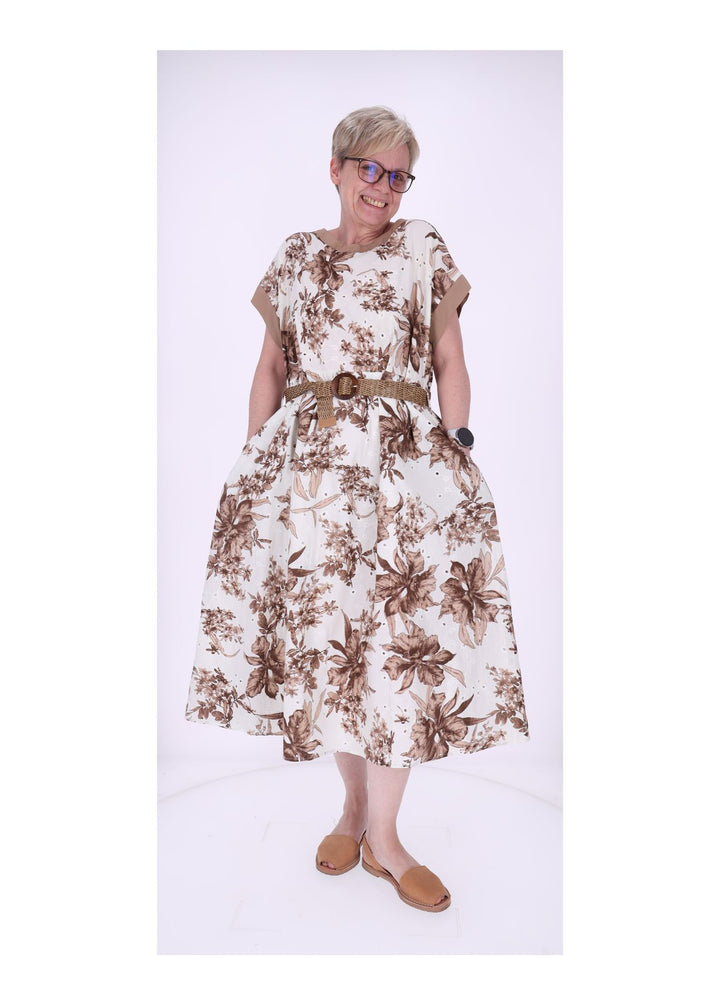 Kleid Damen Arm angeschnitten Gürtel