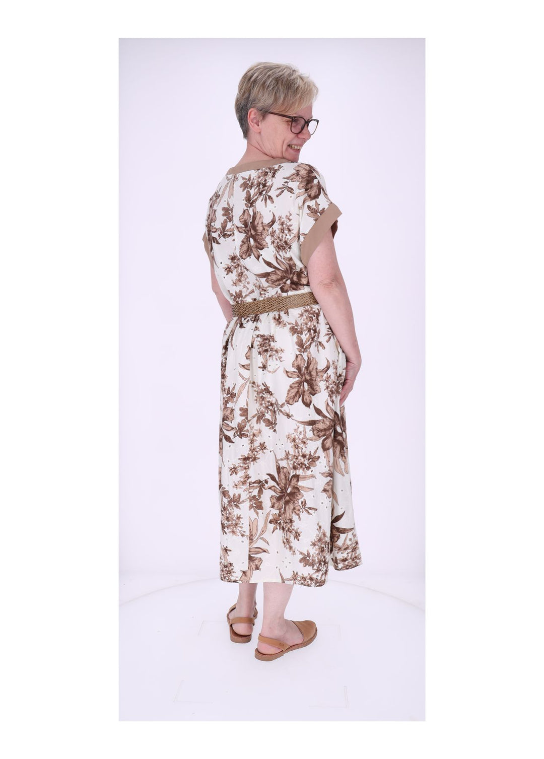 Kleid Damen Arm angeschnitten Gürtel