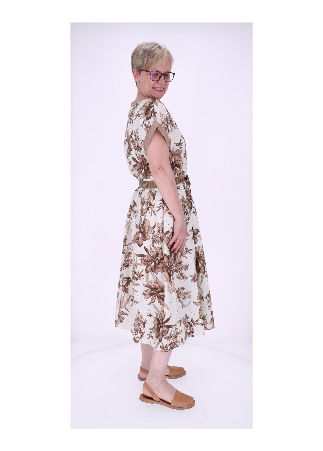 Kleid Damen Arm angeschnitten Gürtel