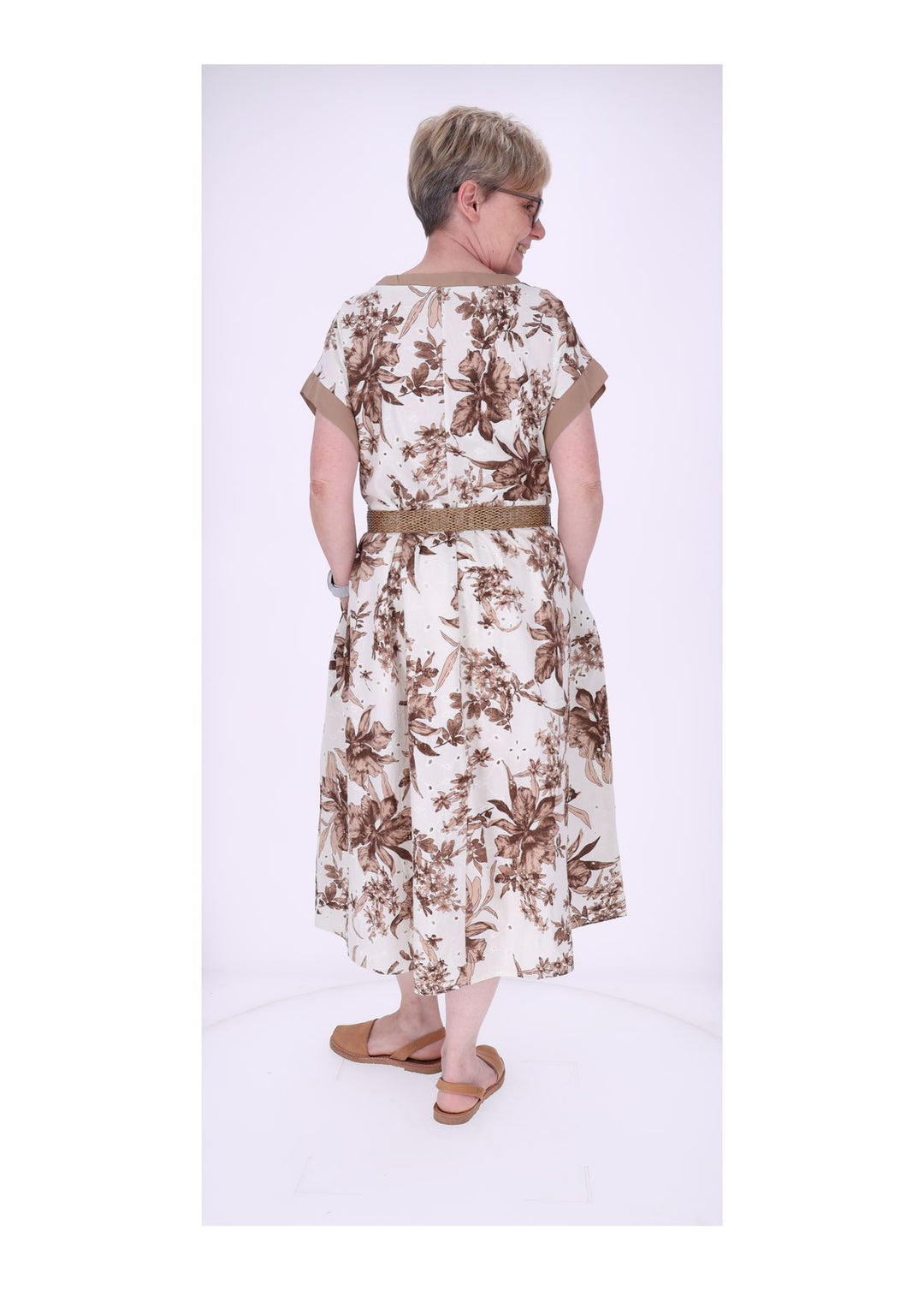 Kleid Damen Arm angeschnitten Gürtel