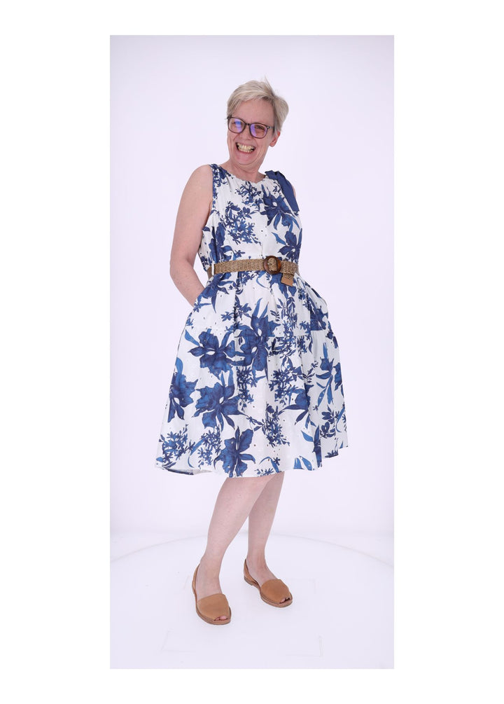 Trägerkleid Damen Lochmuster Gürtel