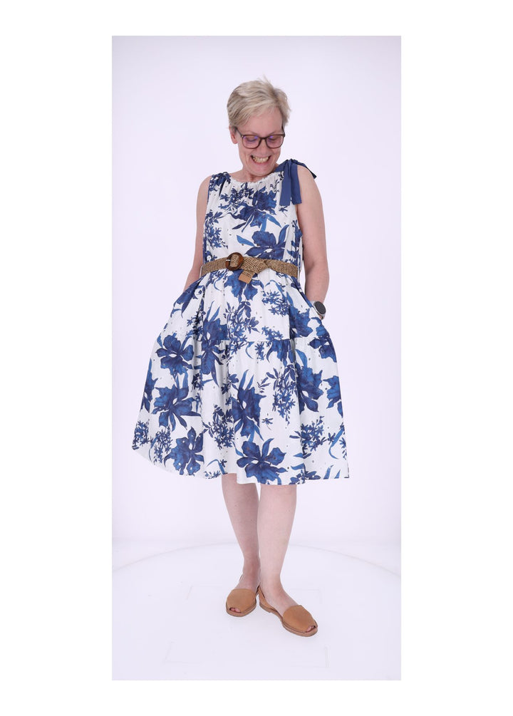 Trägerkleid Damen Lochmuster Gürtel