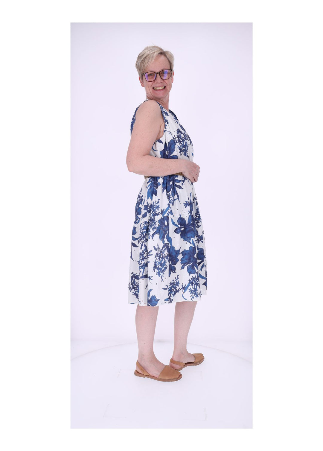 Trägerkleid Damen Lochmuster Gürtel