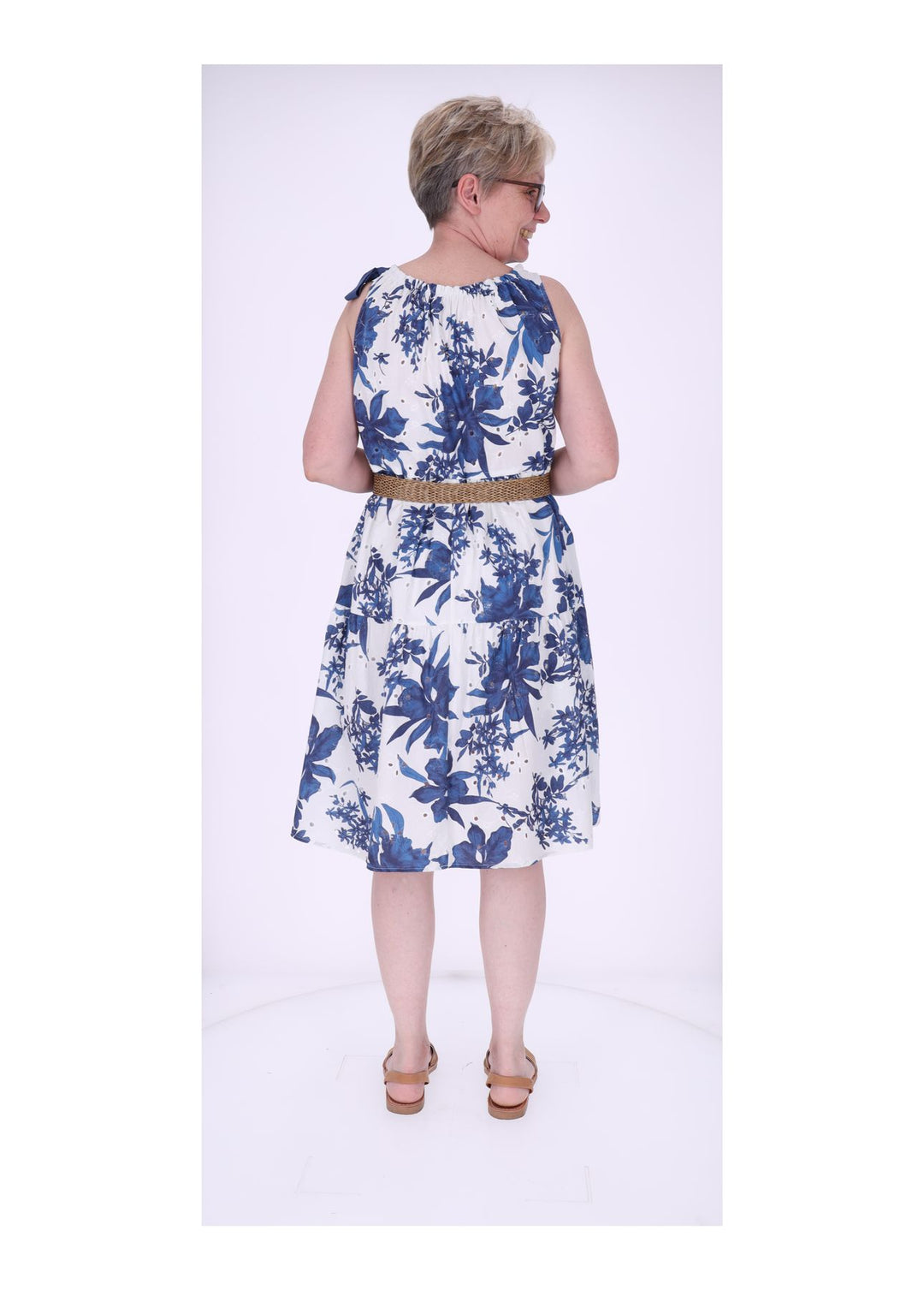 Trägerkleid Damen Lochmuster Gürtel