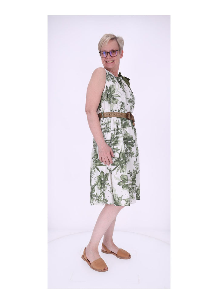 Trägerkleid Damen Lochmuster Gürtel