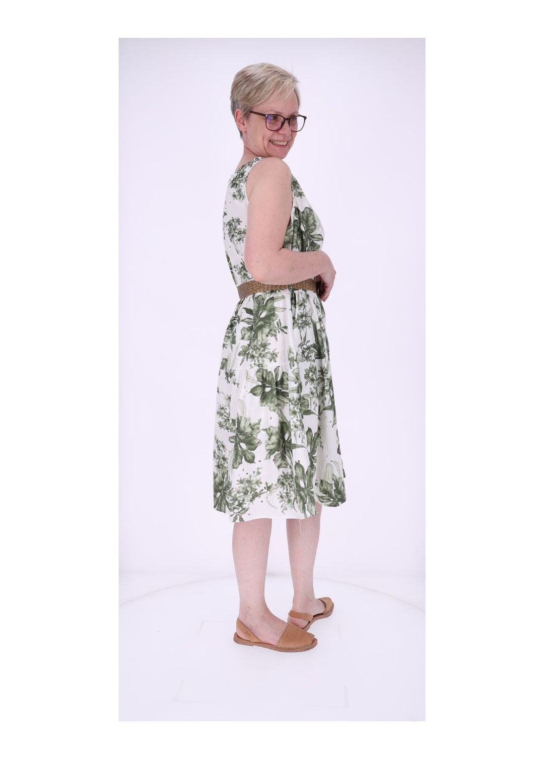 Trägerkleid Damen Lochmuster Gürtel