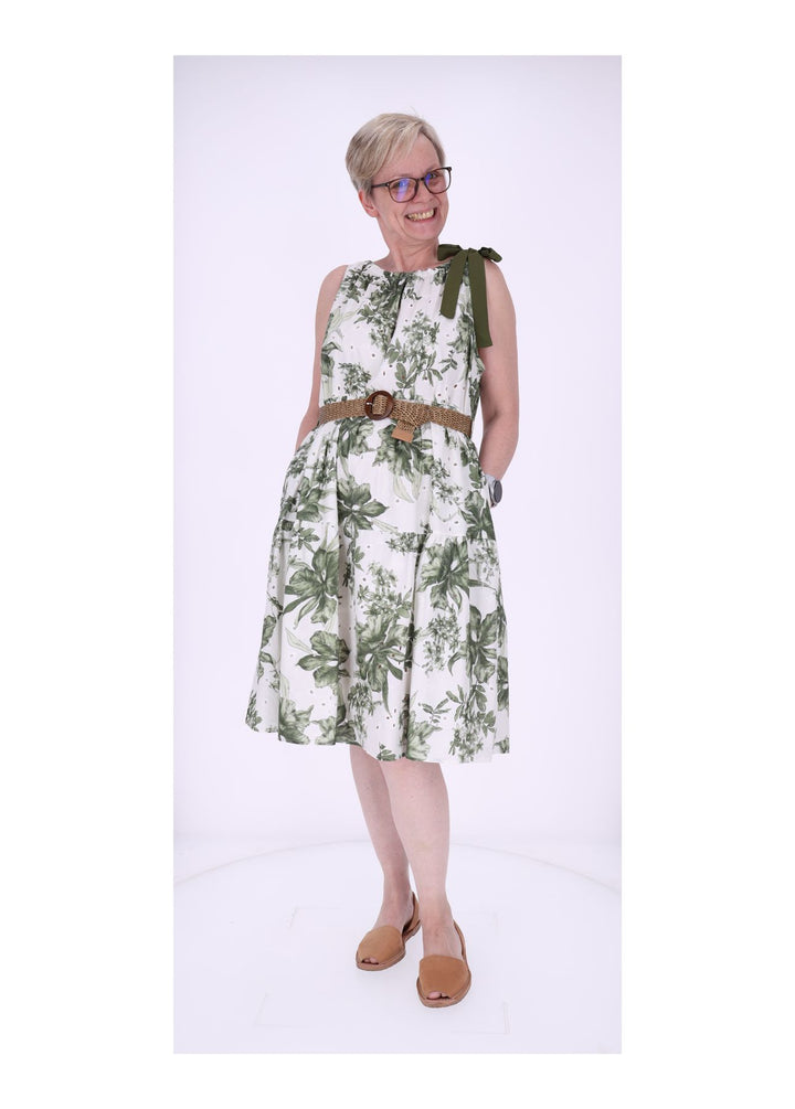 Trägerkleid Damen Lochmuster Gürtel