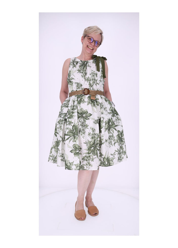 Trägerkleid Damen Lochmuster Gürtel