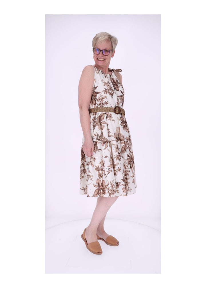 Trägerkleid Damen Lochmuster Gürtel
