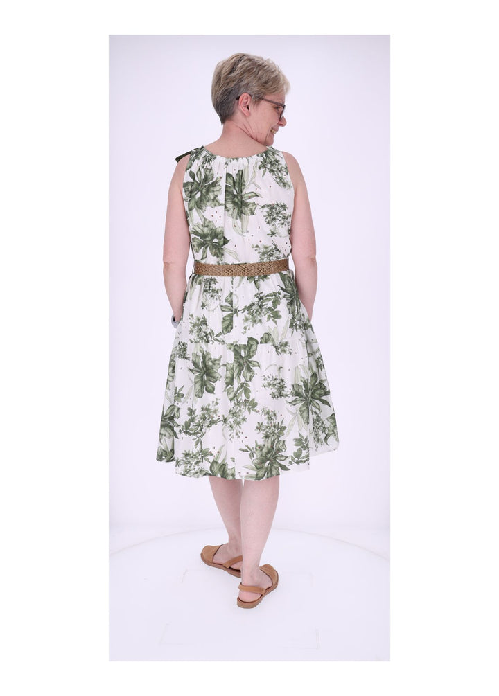 Trägerkleid Damen Lochmuster Gürtel