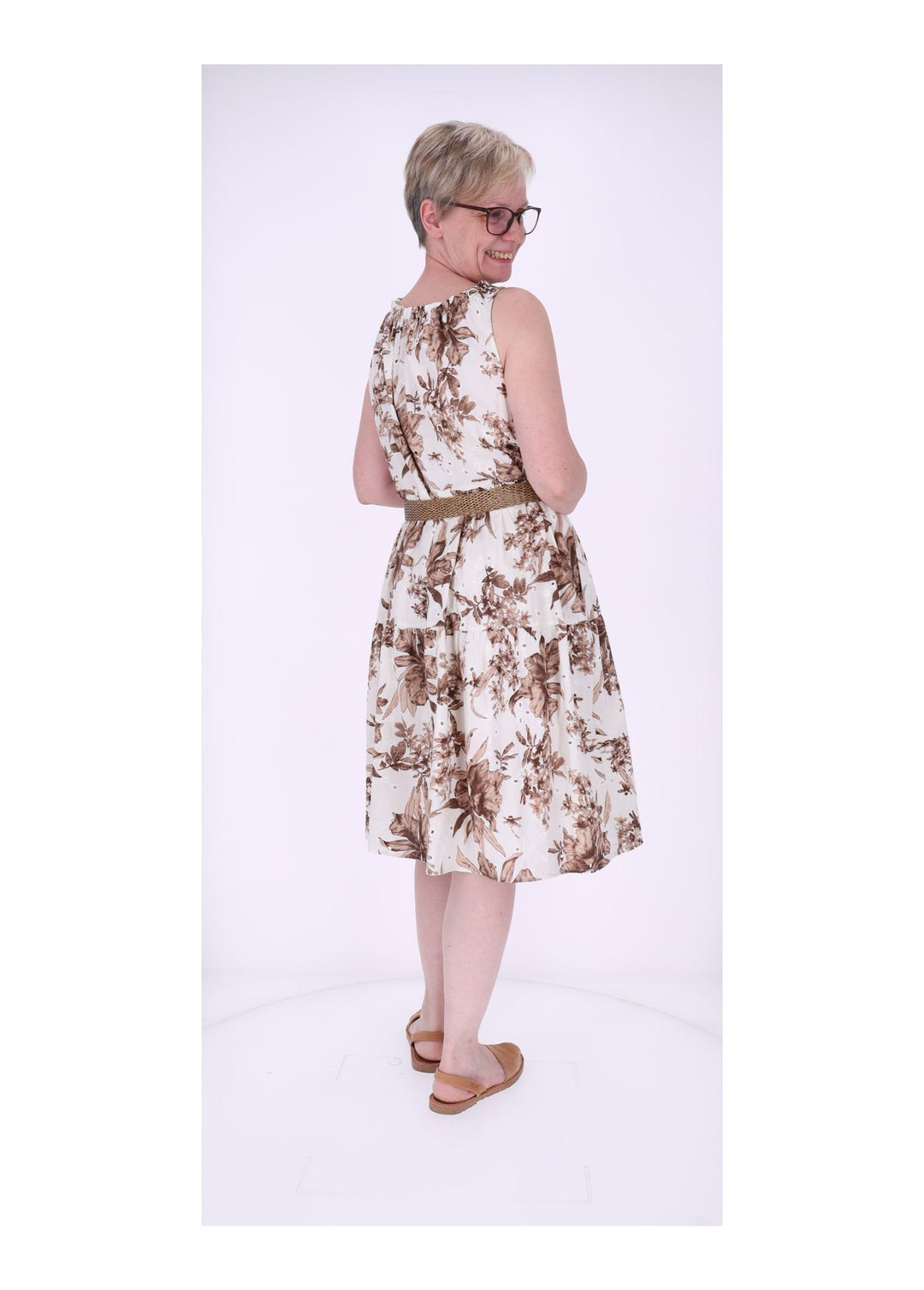 Trägerkleid Damen Lochmuster Gürtel