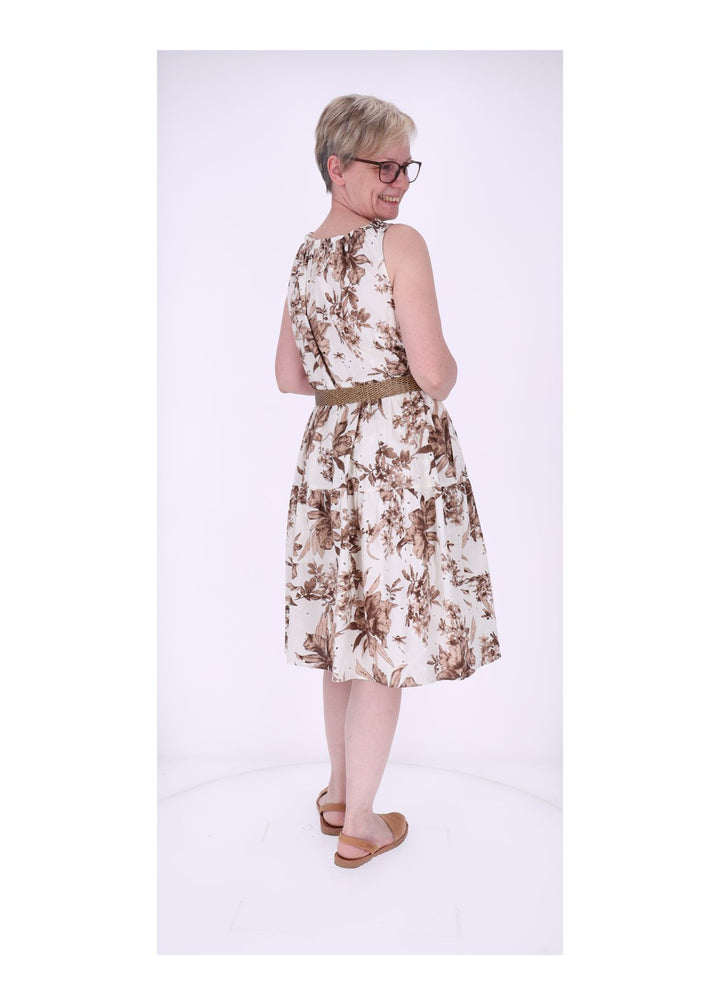 Trägerkleid Damen Lochmuster Gürtel